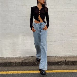 ORGANIC COTTON BLEND ZEPHYR WIDE LEG DENIM JEANS